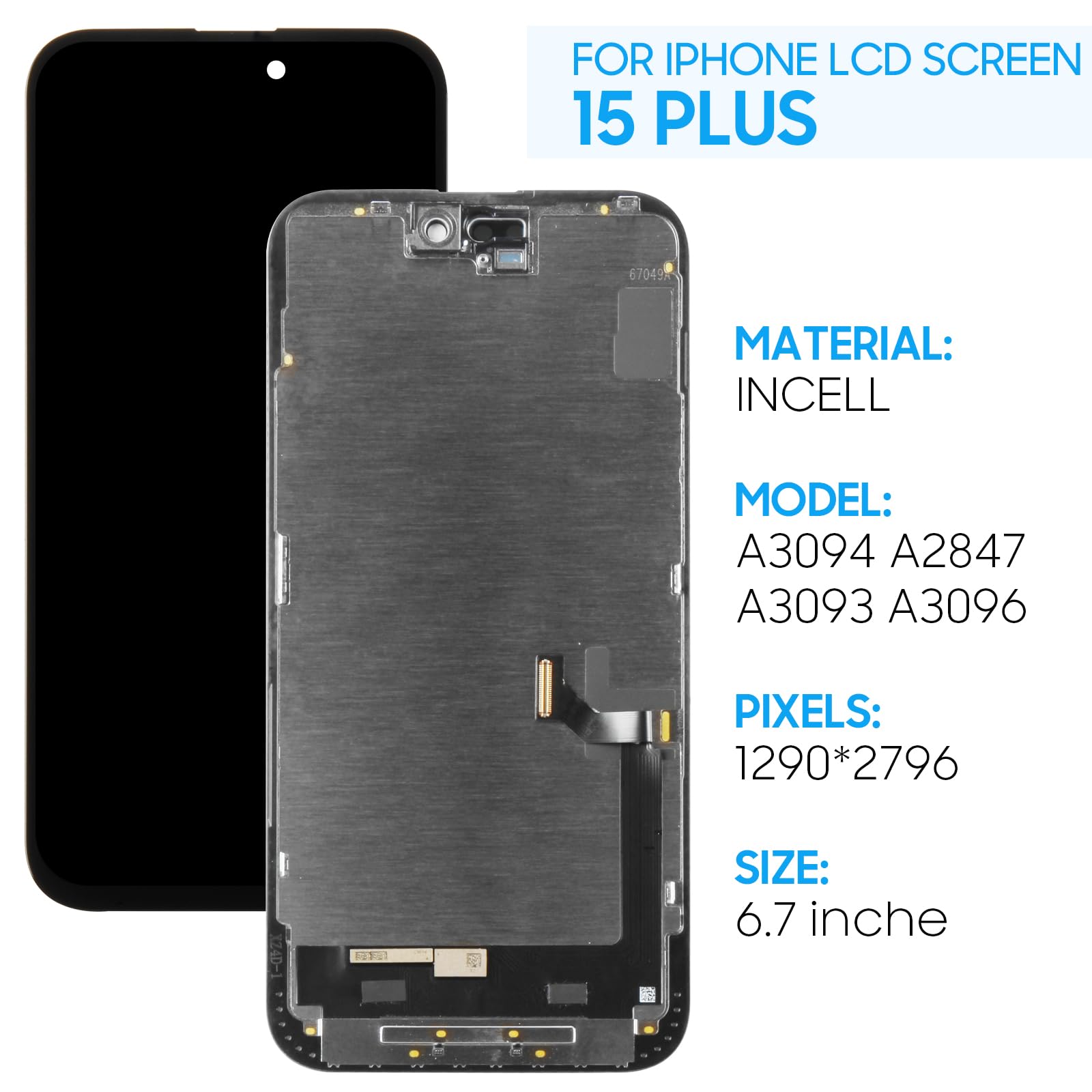 Amazon.co.jp: 液晶パネル For iPhone 15 Plus Incell 画面交換修理用